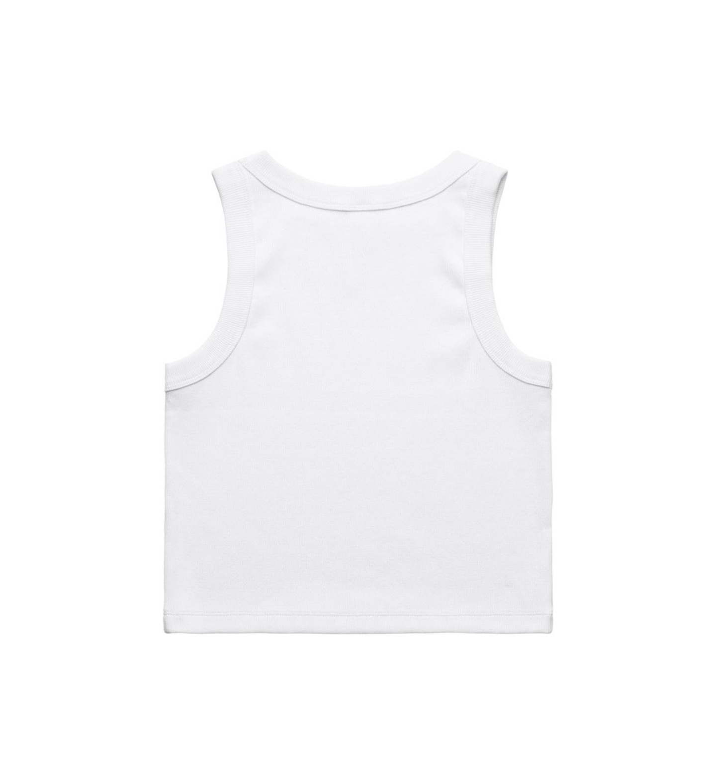 Women’s Heavy Organic Rib Crop Tank – White w/ Forest Green Embroidered Logo image 4