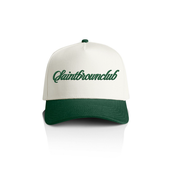 Saint Brown Two Tone Society Cap – Salt / forest green