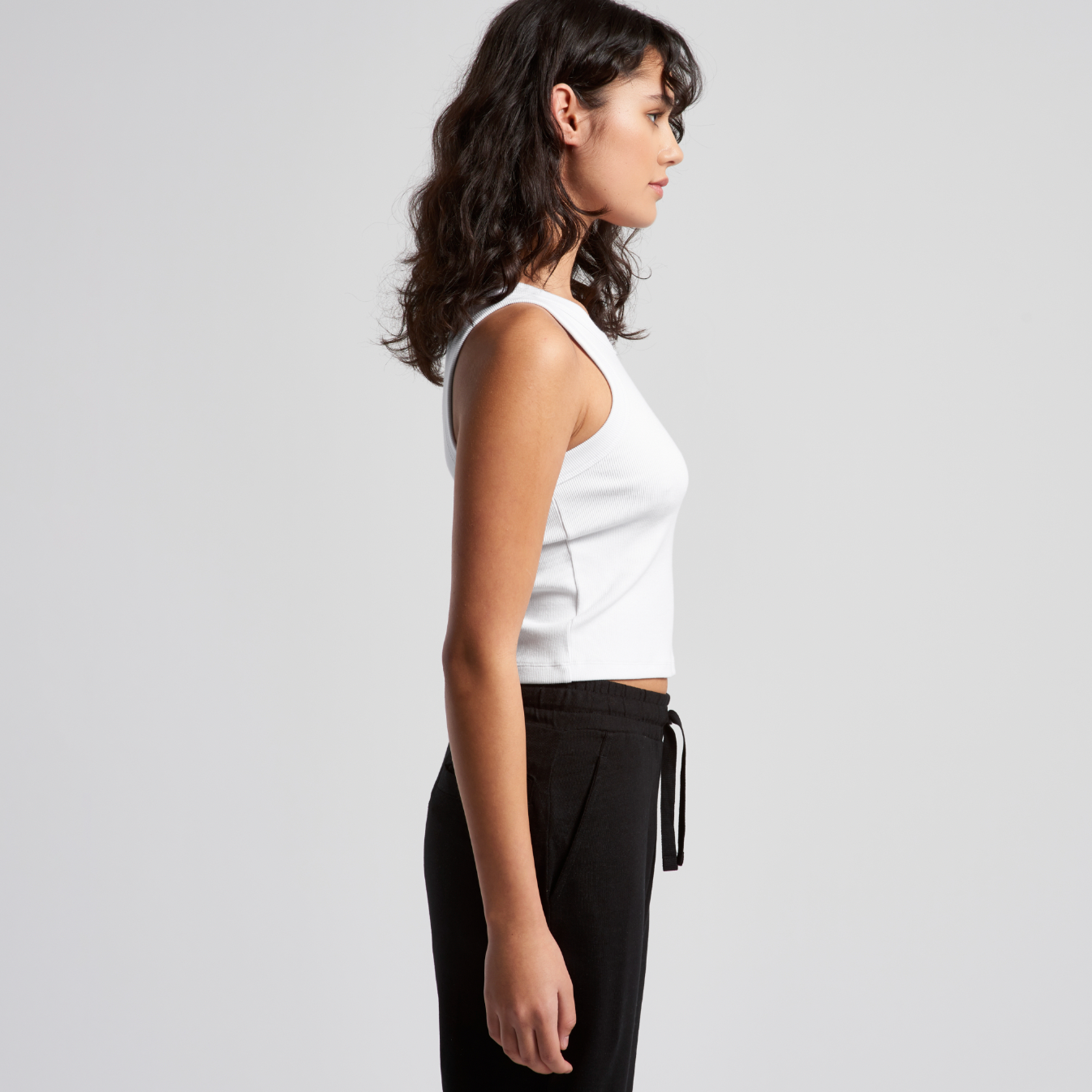 Women’s Heavy Organic Rib Crop Tank – White w/ Forest Green Embroidered Logo image 2