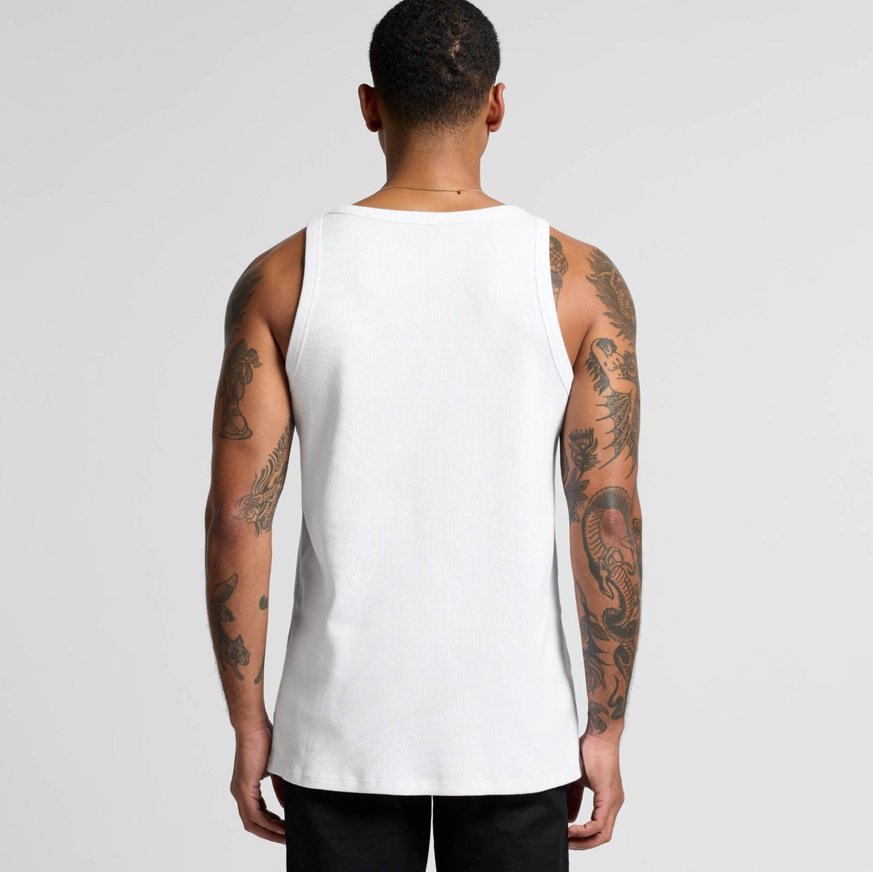 Men’s Heavy Organic Rib Crop Tank – White w/ Forest Green Embroidered Logo image 1