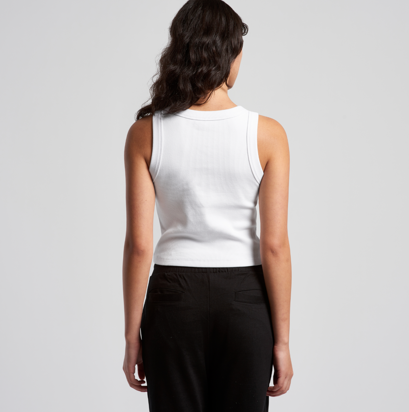 Women’s Heavy Organic Rib Crop Tank – White w/ Forest Green Embroidered Logo image 1