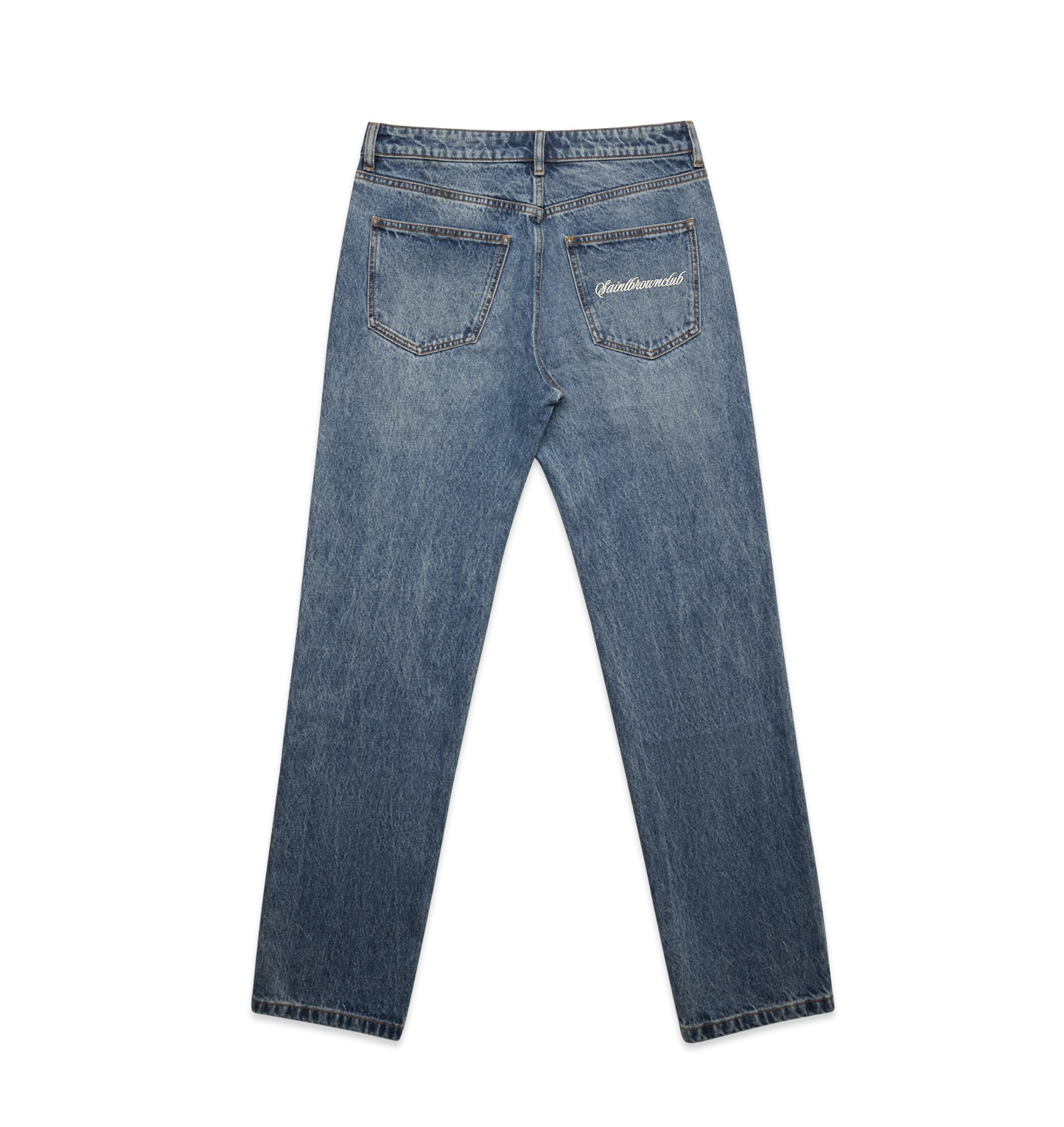 Washed Blue Straight Jeans Embroidery SBC  Logo image 0