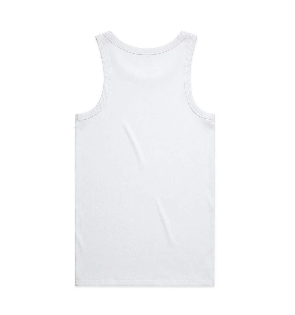 Men’s Heavy Organic Rib Crop Tank – White w/ Forest Green Embroidered Logo image 4