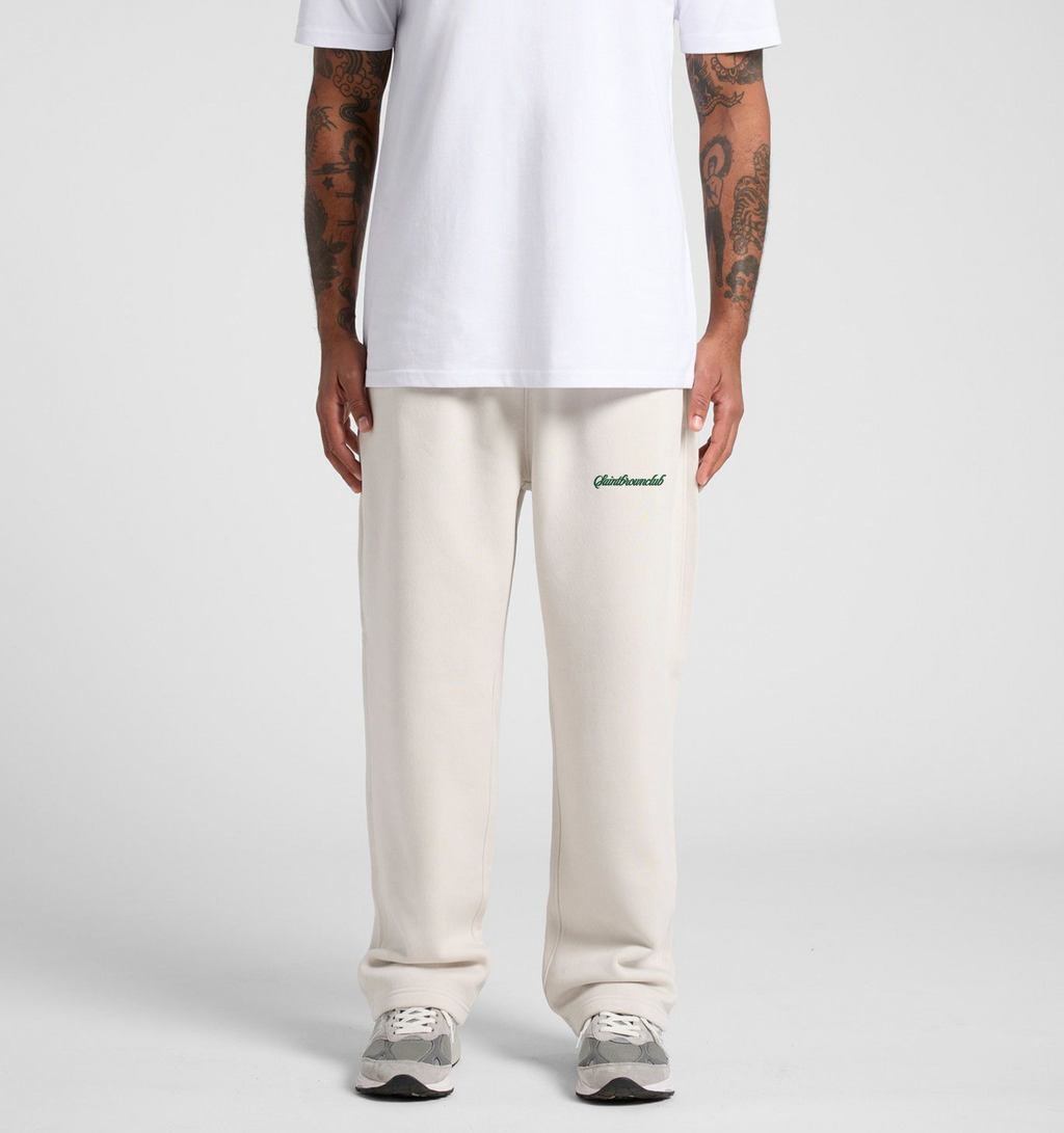 HOSBSOCIETY | Relax Cuffless Joggers x Off-white, Forest Green Embroidery logo image 1