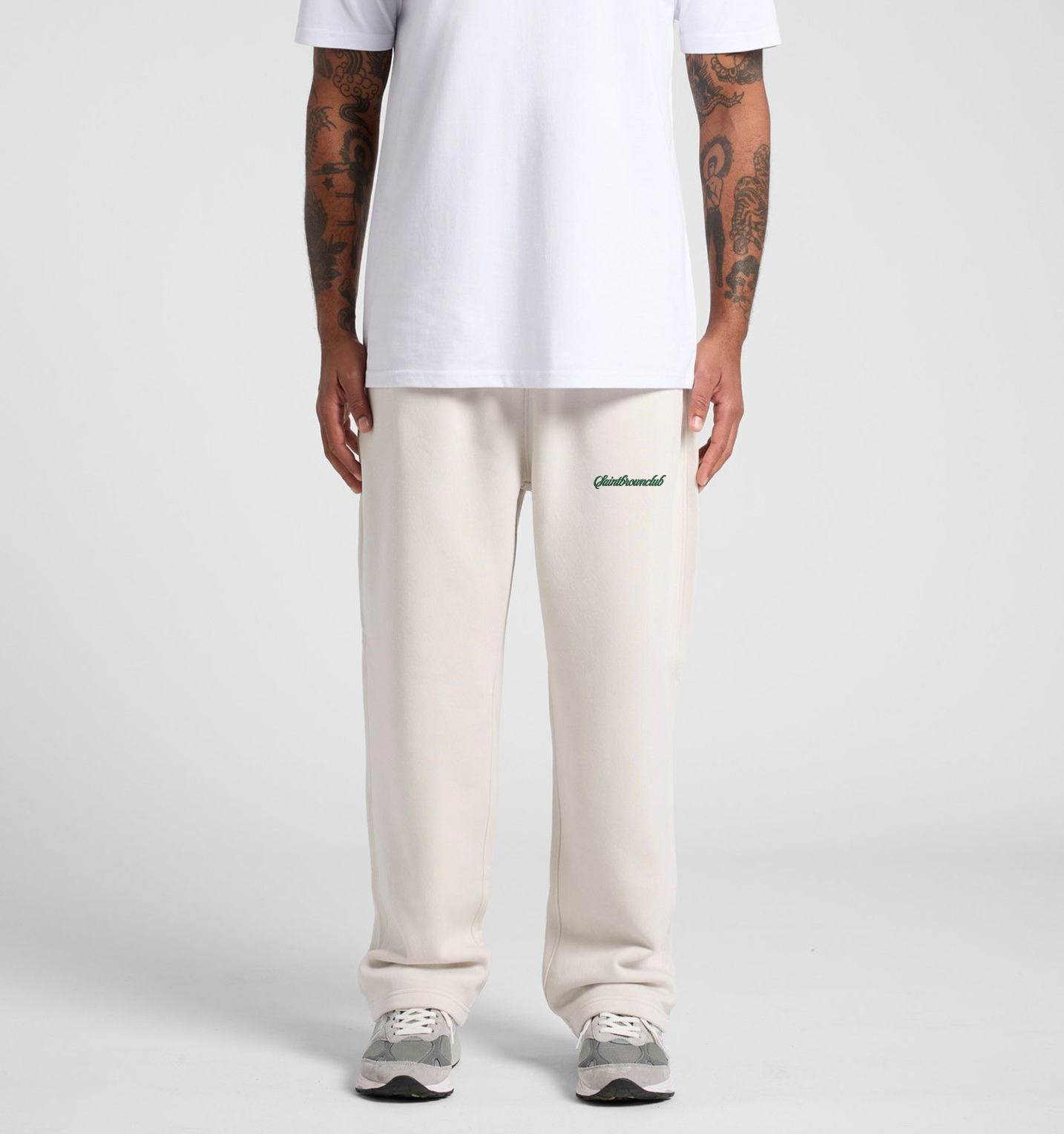 HOSBSOCIETY | Relax Cuffless Joggers x Off-white, Forest Green Embroidery logo image 1