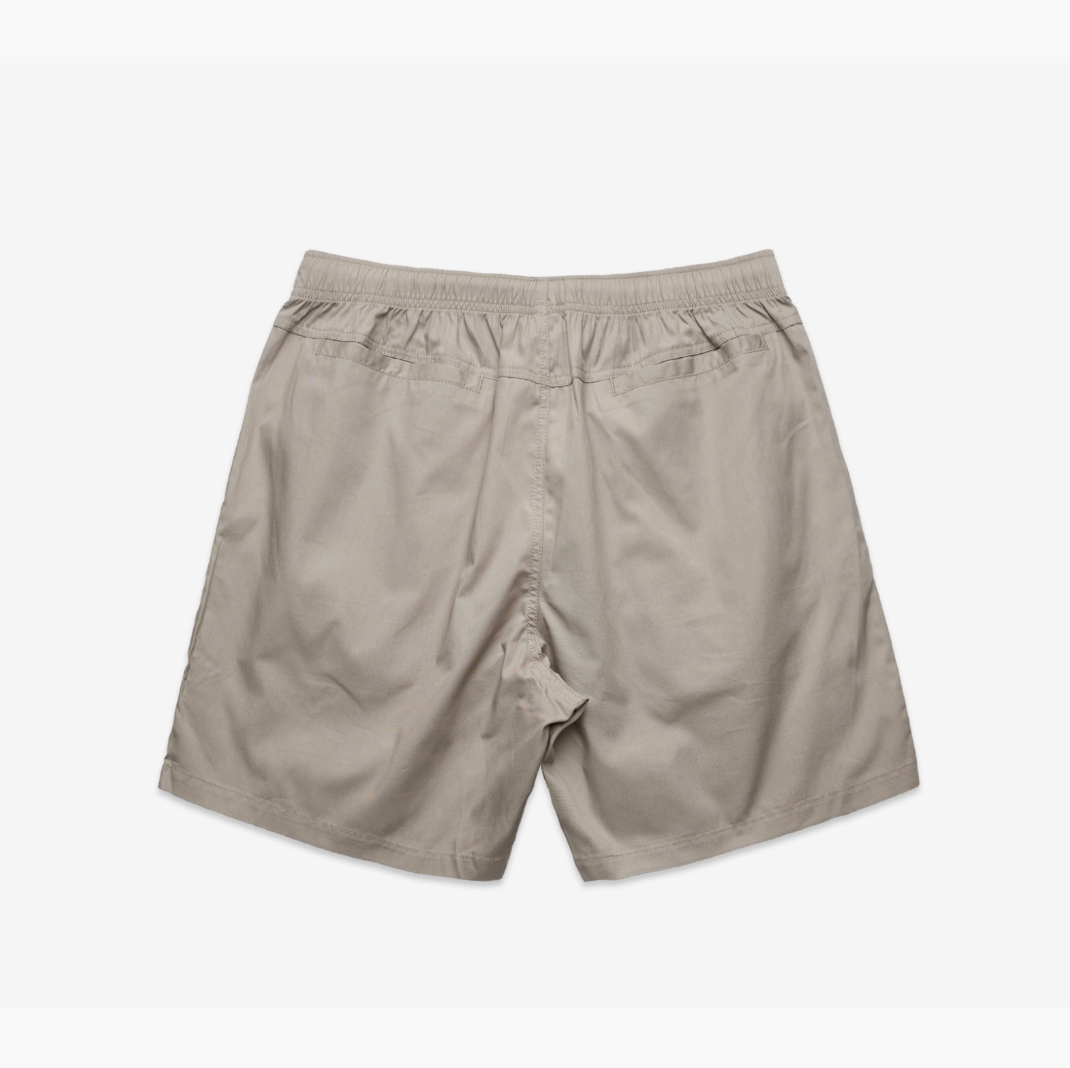Golf Shorts, Beige / Forest Green Embroidery